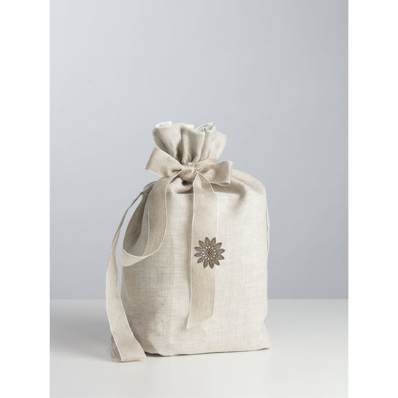 Papierurne mit Leinenbeutel Memory Natur