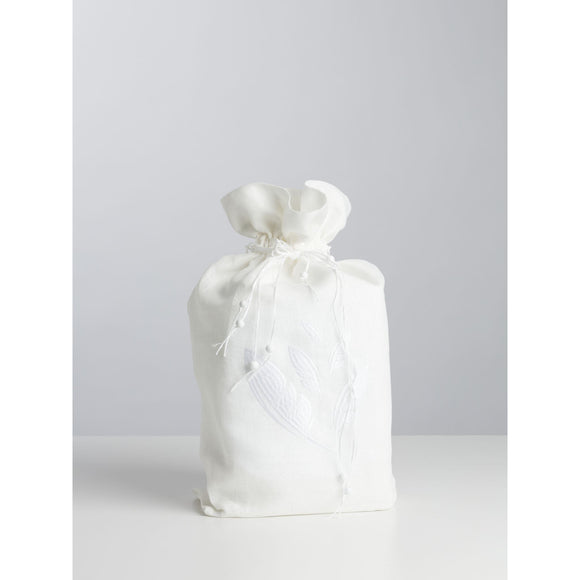 Papierurne mit Leinenbeutel Feder