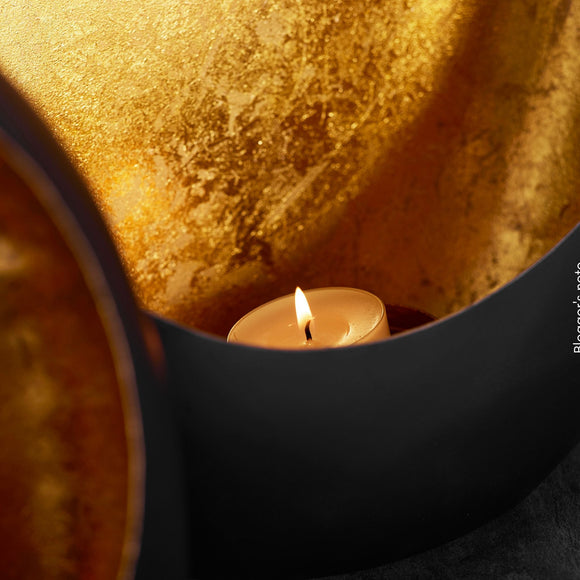 Windlichter Schwarz/Gold