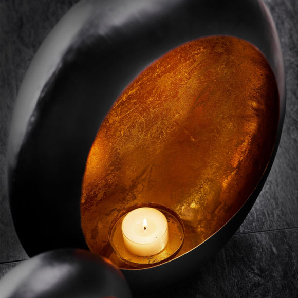 Windlichter Schwarz/Gold