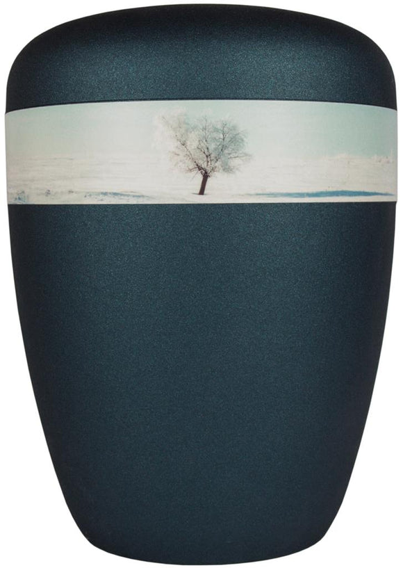 Spalt Urne Blau Lackiert Naturstoff