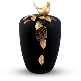 Spalt Urne Blätter und Vogel 3D