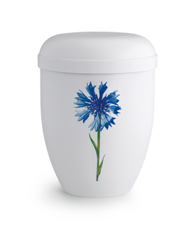 Völsing klassische Naturstoff Urne weiß Kornblume