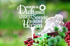 Grabstecker "Wenn wir an Dich denken leuchtet die Sonne in unseren Herzen" - 0