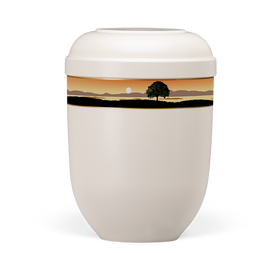 Heiso Classic Cremeweiß Dekorband Landschaft Bio Urne