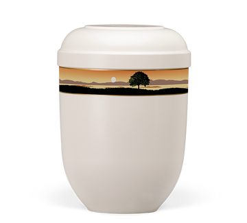 Heiso Classic Cremeweiß Dekorband Landschaft Bio Urne