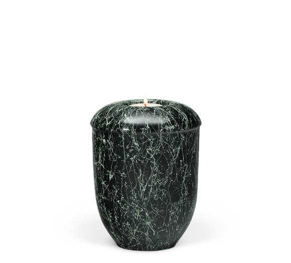 Heiso Gedenkurne Grün Patiniert Keramik