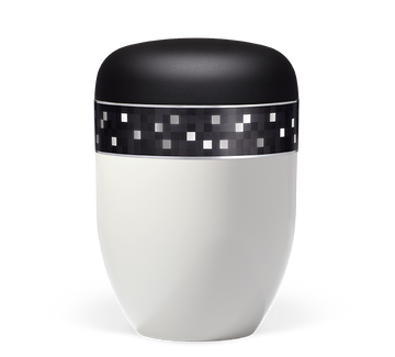 Heiso Elegance Dekorband Silber/Grau Kariert Bio Urne