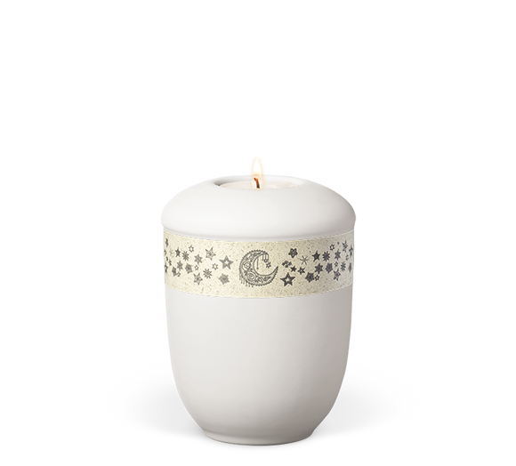 Heiso Gedenkurne Dekorband Graspapier Keramik