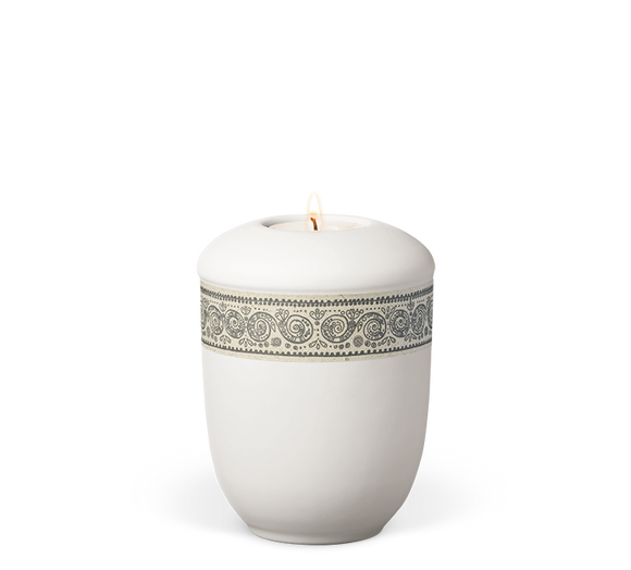 Heiso Gedenkurne Dekorband Graspapier Keramik