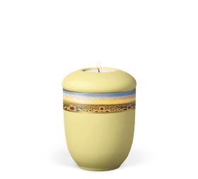 Heiso Gedenkurne Dekorband Blumen Keramik - 0