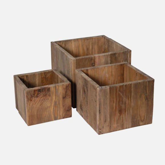 Übertöpfe aus Pinienholz (Set)