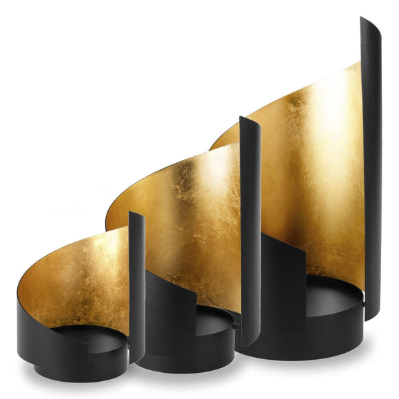 Qult Windlicht Sail 3er-Set mit Kerzen Gold