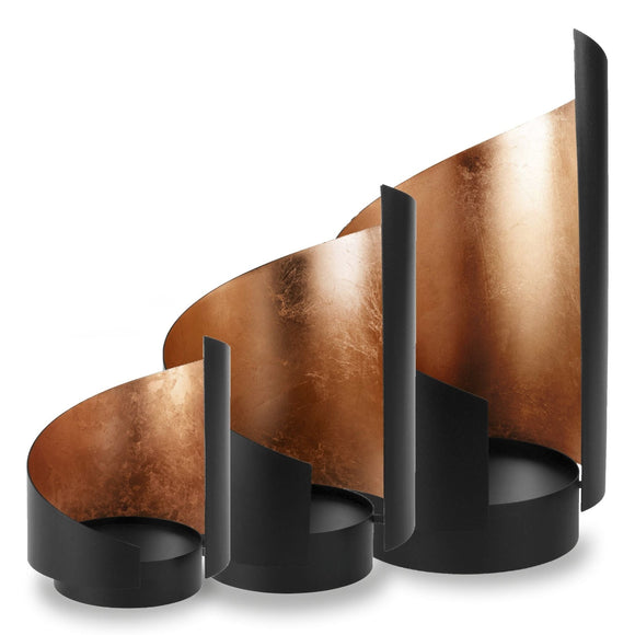 Qult Windlicht Sail 3er-Set mit Kerzen Kupfer