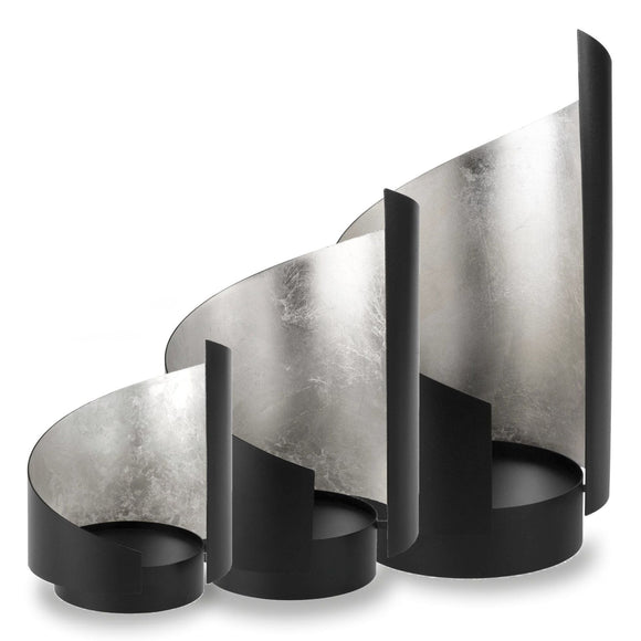 Qult Windlicht Sail 3er-Set mit Kerzen Silber