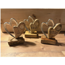 Doppelherz Holz-Metall mit Medaillon - 0