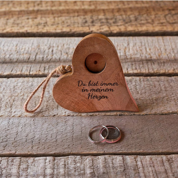 Erinnerungsholzherz mit Medaillon