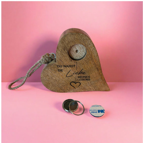 Erinnerungsholzherz mit Medaillon
