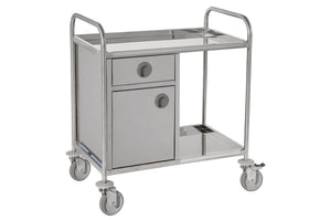 Edelstahl Beistellwagen 2 Böden Schrank und Schublade