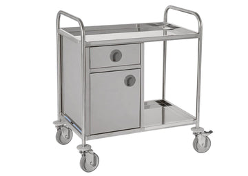 Edelstahl Beistellwagen 2 Böden Schrank und Schublade