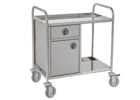 Edelstahl Beistellwagen 2 Böden Schrank und Schublade