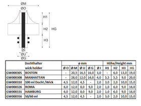 HAMBURG, Docht und -Halter - 0