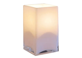 LATINA Tischlampe Quader, Glas, weiß