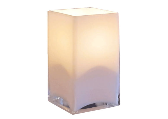 LATINA Tischlampe Quader, Glas, weiß