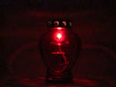 Grablicht Herz, Glas, rot, 11,5 cm x 8,5 cm, 17,5 cm H, mit Golddeckel-4