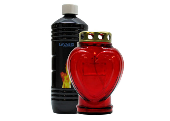 Set Grablicht Herz, 1 Ltr. Flüssigwachs