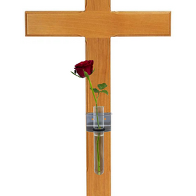 Grabschmuckhalter für Grabkreuze inkl. Glasvase