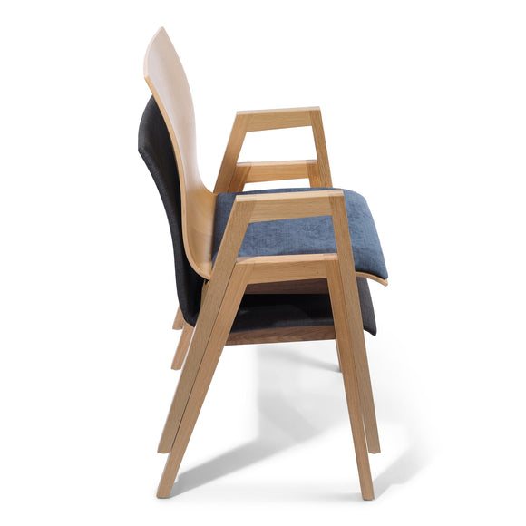 Lavabis Stapelstuhl gepolstert Holz mit Armlehne