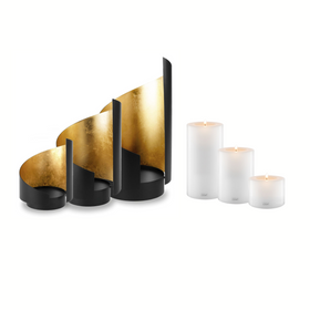 Qult Windlicht Sail 3er-Set mit Kerzen Gold