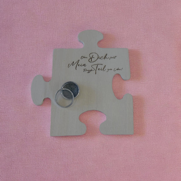 Erinnerungsstück kleines Puzzle mit Spruch und Medaillon
